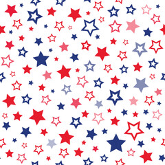 Wall Mural - red and blue stars seamless vector pattern