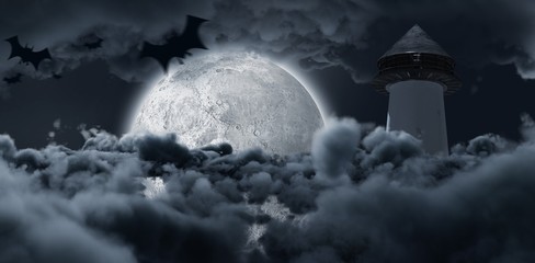 Poster - Composite image of digital image of silhouette bat