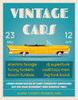 Vintage car show banner. Old auto. Cartoon vector illustration