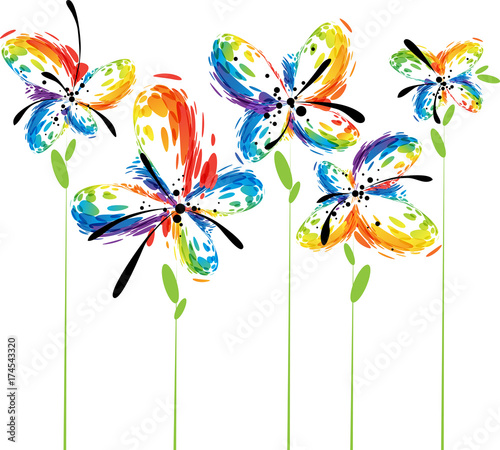 Abstract flowers on white