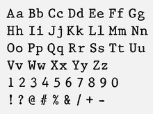 Vector Typewriter Font. Vintage Grunge Alphabet.