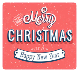 Fototapete - Merry Christmas vintage greeting card.