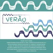 Verao, summer portuguese text. Brazilian hand drawn sketch. Ipanema style concept and logo.