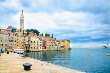 Wall Mural - Romantic old town of Rovinj with colorful buildings, Istrian peninsula, Croatia