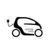 Small electric car for easy parking and ride city. Eco car concept icon. Economy vehicle. Hybrid transport logo