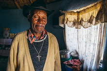 Portrait Of An African Basotho Man In His Home