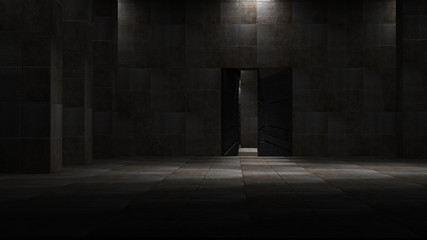 Wall Mural - Space environment, ready for comp of your characters.3D rendering
