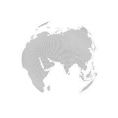 Wall Mural - Abstract Globe with Dotted Map. Black and White Halftone Effect Vector Illustration.