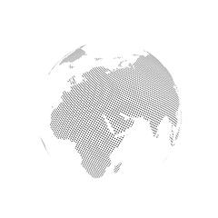 Wall Mural - Abstract Globe with Dotted Map. Black and White Halftone Effect Vector Illustration.