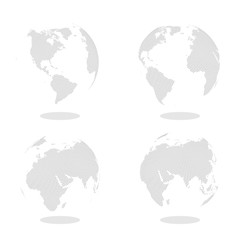 Fototapete - Abstract Set of Globes with Dotted Map. Black and White Halftone Effect Vector Illustration.