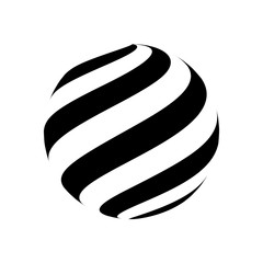 Fototapete - Abstract Logo Design. 3D Sphere of Lines. Black and White Vector Illustration.