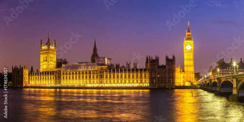 Plakat Big Ben, Parlament, Westminster bridge w Londynie