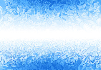 Winter blue frost pattern on white background