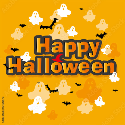 Happy Halloween ハロウィン用イラスト ハロウィンロゴ コウモリ 幽霊 Illustration For Halloween Buy This Stock Vector And Explore Similar Vectors At Adobe Stock Adobe Stock