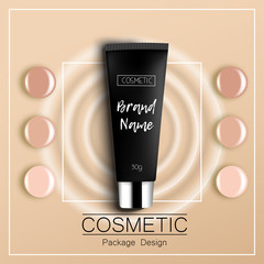 Wall Mural - foundation template design packaging of cosmetics Top view