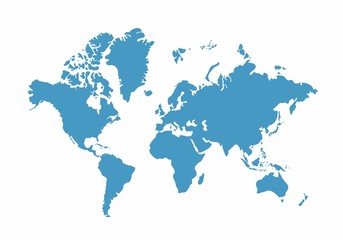Poster - Blue World Map on white background, Vector Illustration