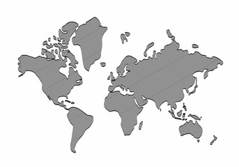 Poster - World map outline graphic freehand drawing on white background, vector of Asia, Europe, north, south, america, Australia and africa