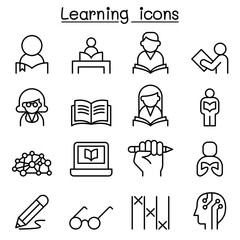 Wall Mural - Study, Learning, Education icon set in thin line style