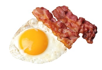 Fried eggs and bacon . Breakfast