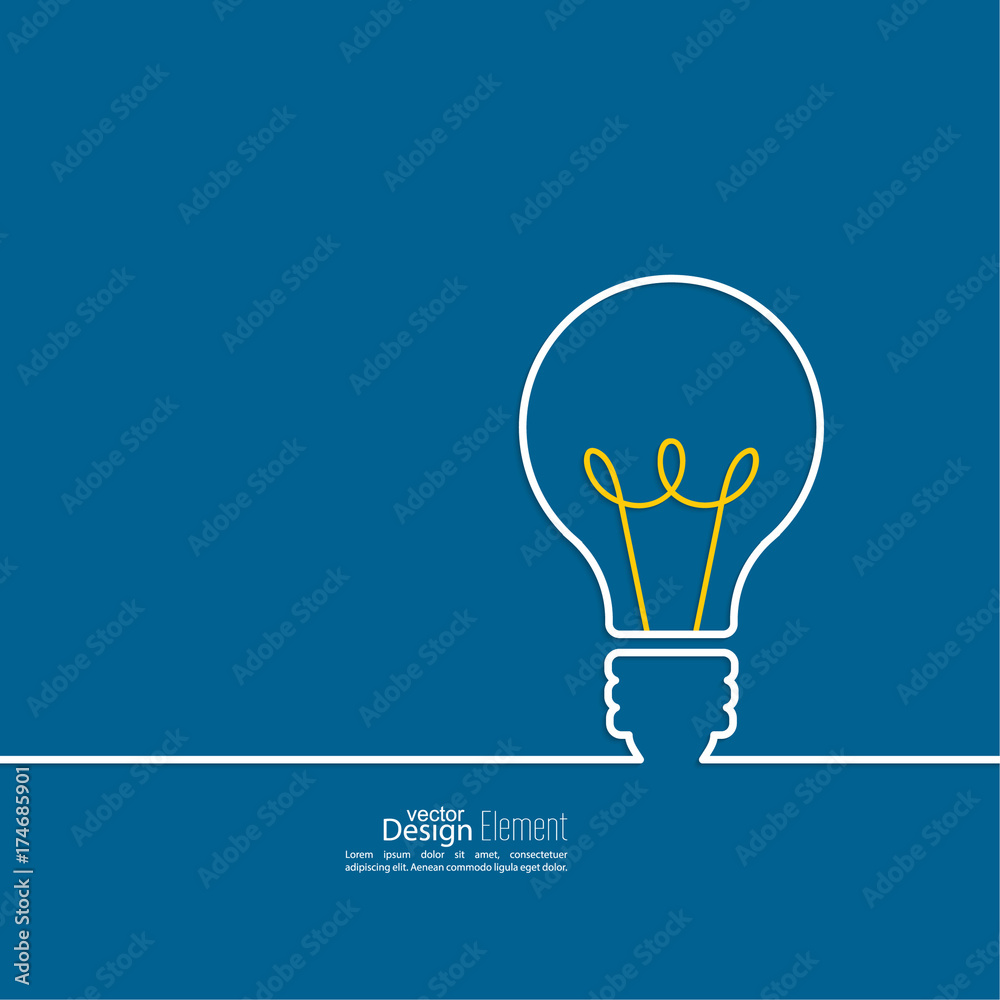 Bulb light idea. concept of big ideas inspiration innovation, invention, effective thinking. text - obrazy, fototapety, plakaty 