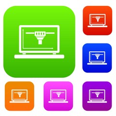 Poster - Laptop with 3D design set color collection