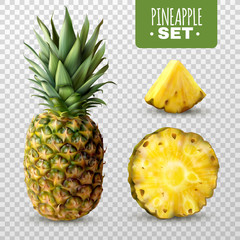 Wall Mural - Realistic Pineapple Set