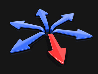 Poster - 3d image of arrows in different directions. Image with clipping path