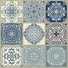 Seamless Ceramic Tiles With Damask Pattern. Vintage Elements For Design In Victorian Style. Ornate Floral Decor For Wallpaper, Ceramic Tiles. Endless Eastern Texture. 