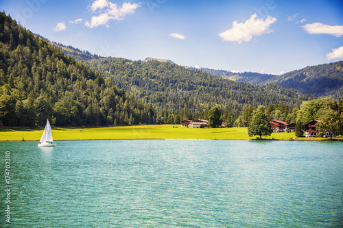 Plakat letnie jezioro Achensee, Tyrol
