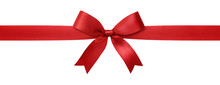 Red Ribbon With Bow Isolated On White Background.