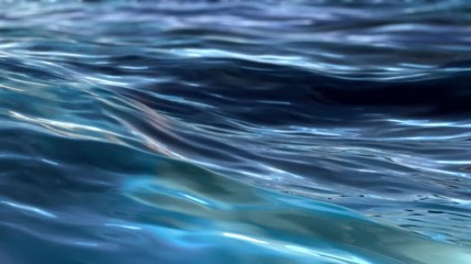 Wall Mural - Waves on the water surface. Reflection of light, variations of blue and cyan. Caustics in refraction.