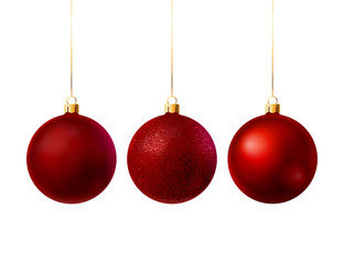 Wall Mural - Red Christmas balls