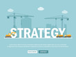 Crane and strategy building. Infographic Template. Vector Illustration.
