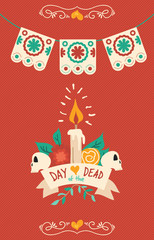 Wall Mural - Day of the dead hand drawn sugar skull poster art