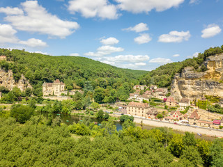 Wall Mural - Aerial view of Canoe along La Roque Gageac France