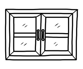 Poster - closed window / cartoon vector and illustration, black and white, hand drawn, sketch style, isolated on white background.