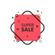 Geometric flat sale discount banner. Trendy shape promo sticker.
