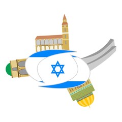 Wall Mural - israel sights flag