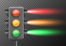 Traffic Lights With Bright Light Glowing