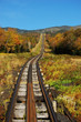 A Cog Train and rail in White Mountains in fall, New Hampshire, USA.