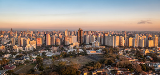 Poster - Aerial view of Curitiba City at sunset - Curitiba, Parana, Brazil