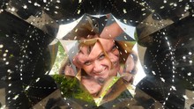 Blue-eyed Blonde In Kaleidoscope Of Reflections. 4k, Slow Motion