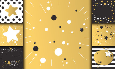 Wall Mural - Beautiful birthday invitation card design gold and black colors vector greeting decoration.