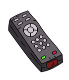 Remote control cartoon hand drawn image. Original colorful artwork