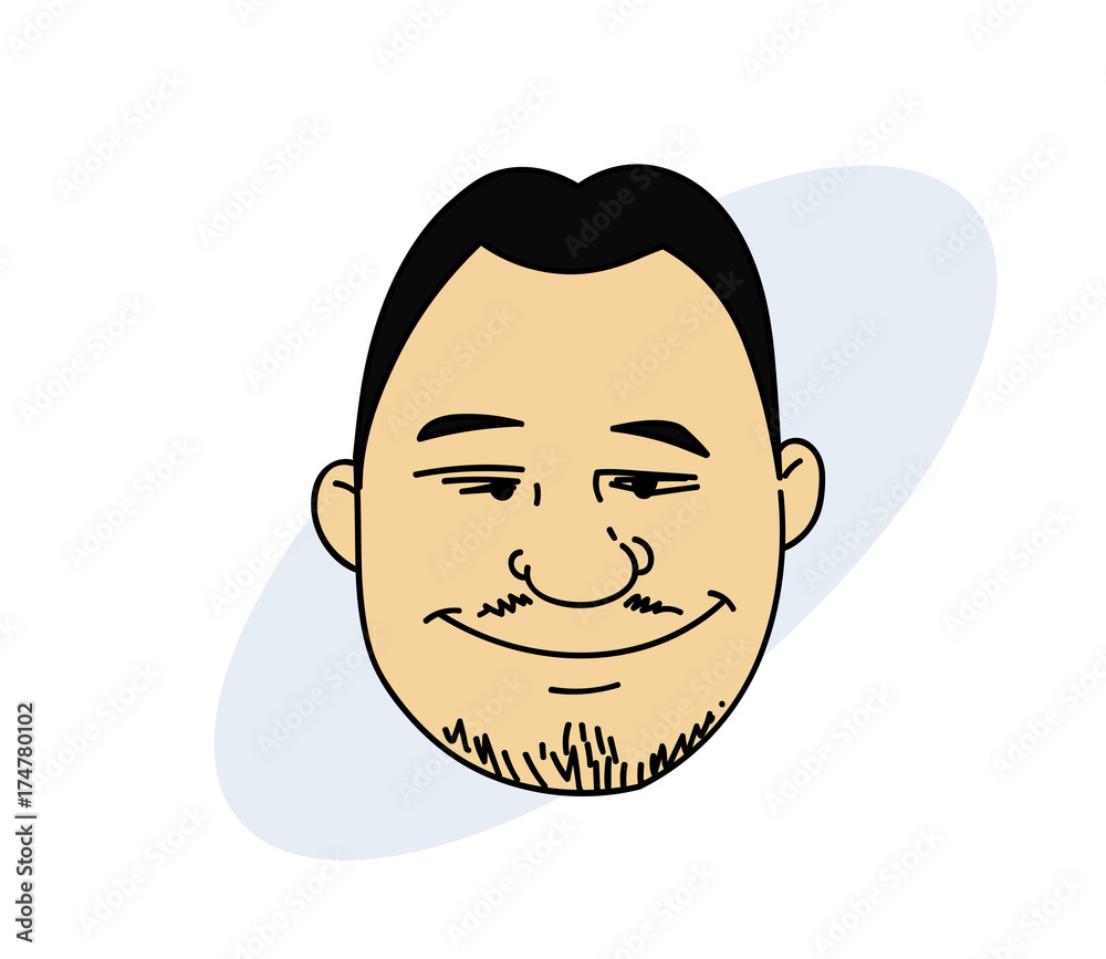 chinese man cartoon face drawing