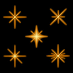 Aufkleber - Glowing light effect stars bursts with sparkles. Neon magical starburst. Illuminated flashes sunburst. Vector illustration.