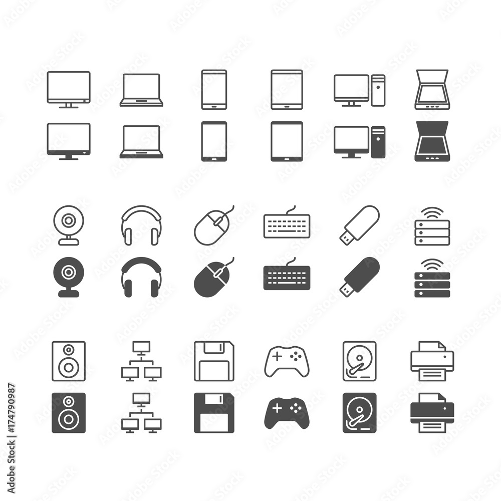 Computer icons, included normal and enable state. Stock Vector | Adobe ...