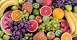 Fruits background. Healthy eating concept. Flat lay.
