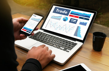 Poster - professionals working Trade  Finance Forex Graph Chart Concept manager showing reports