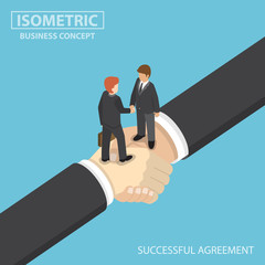 Aufkleber - isometric business people shaking hands on big handshake.